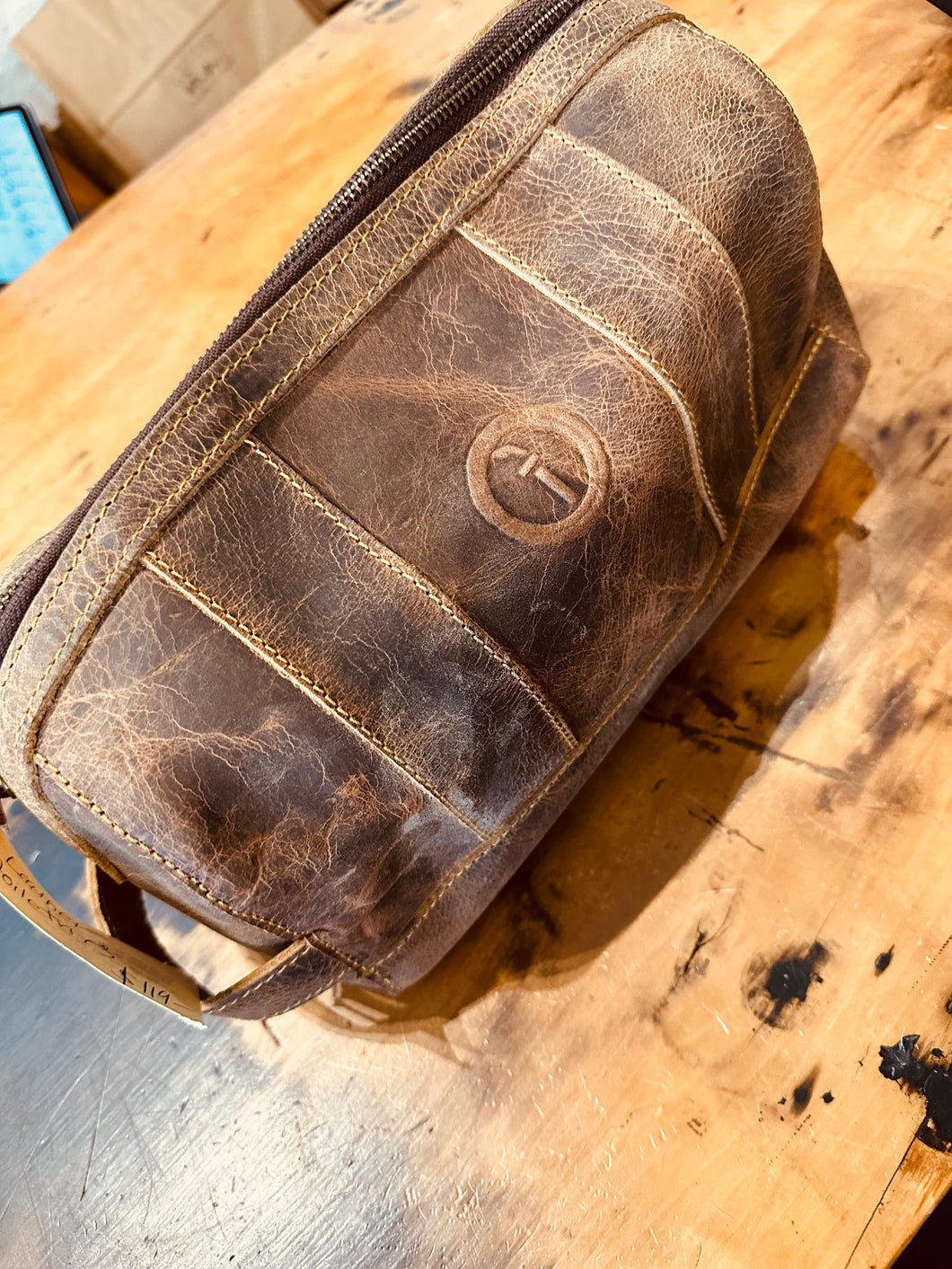 Leather Toiletries Dopp Bag
